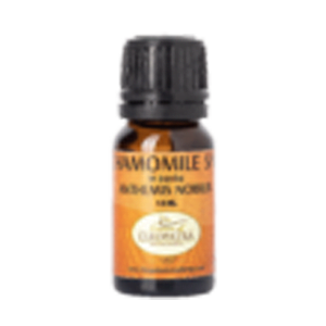 a bottle of CHAMOMILE 5% in Jojoba essential oil on a white background.