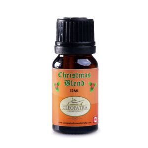a bottle of CHRISTMAS BLEND essential oil.