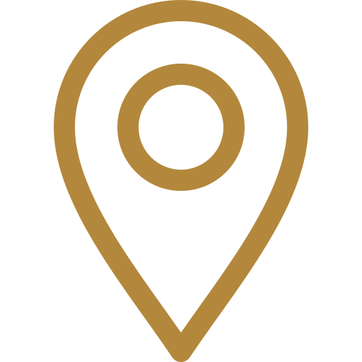 a gold location marker icon on a black background.